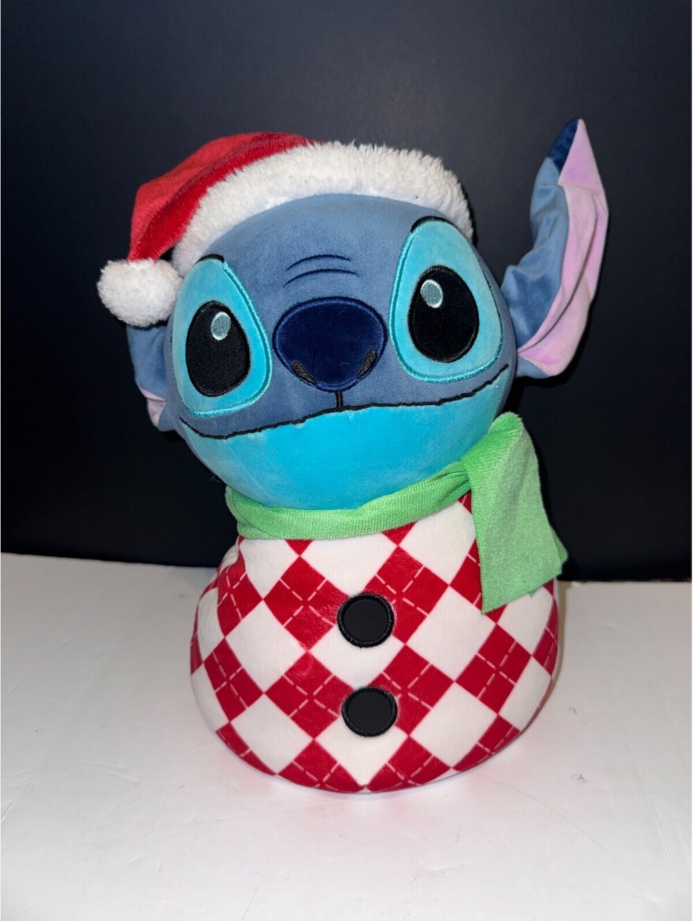 Disney Stitch 12" Weighted Snowman Plush Stuffed Animal EUC Christmas Door Stop